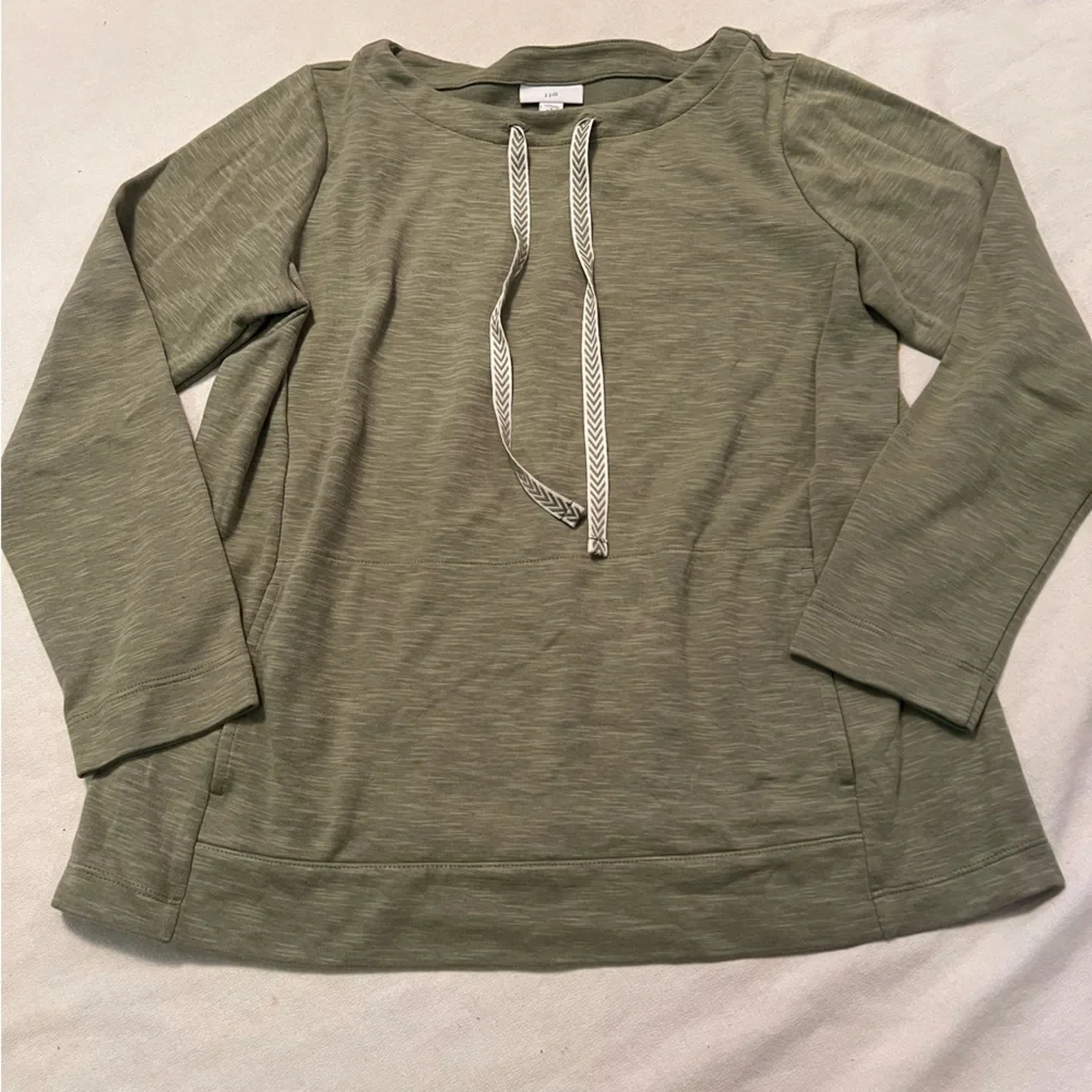 - J. Jill cotton blend pullover sweatshirt kangaroo pockets. - Picture 2 of 14